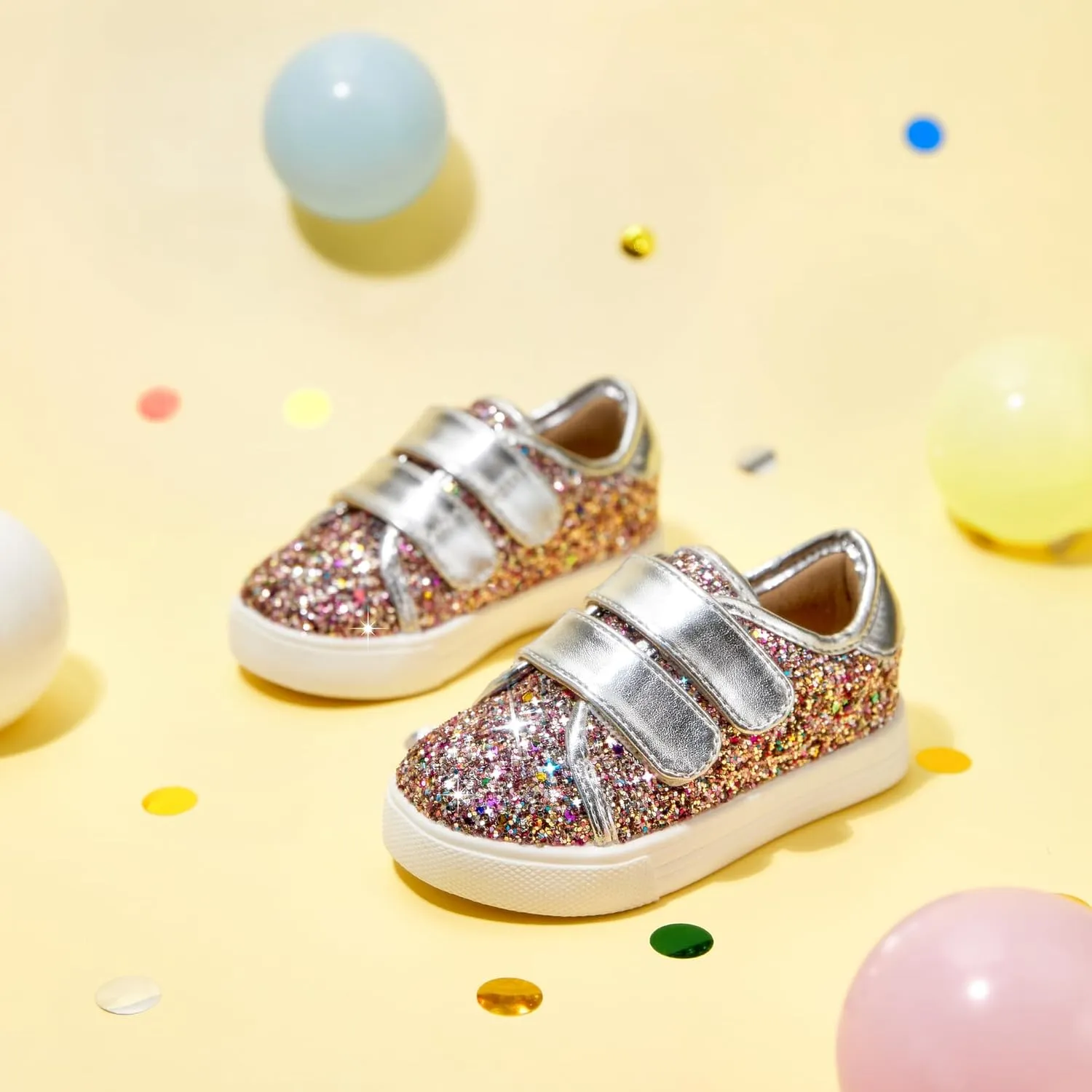 Felix & Flora Toddler/Little Kid Girls Running Shoes Sports Sneakers Princess Casual Glitter Shoes.