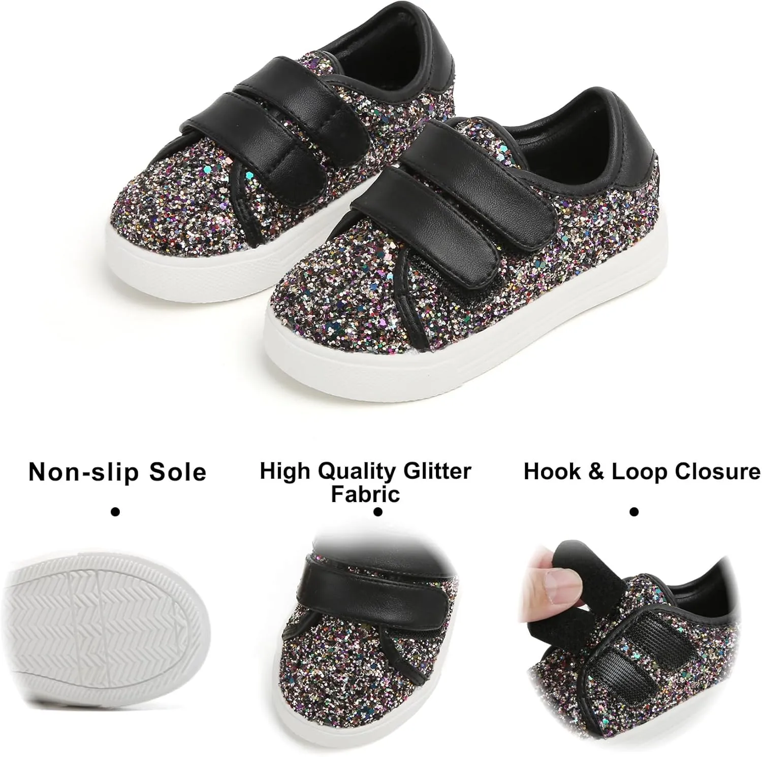 Felix & Flora Toddler/Little Kid Girls Running Shoes Sports Sneakers Princess Casual Glitter Shoes.