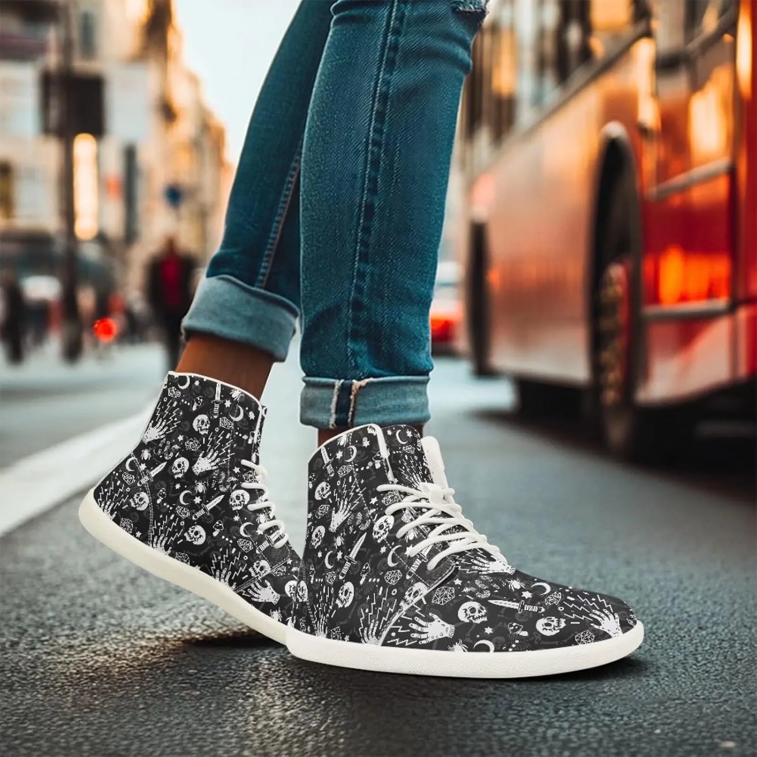 Fire Car Print Hiking Shoes Womens Outdoor Athletic Sports Shoes Walking Shoes Trail Running Shoes White Sole