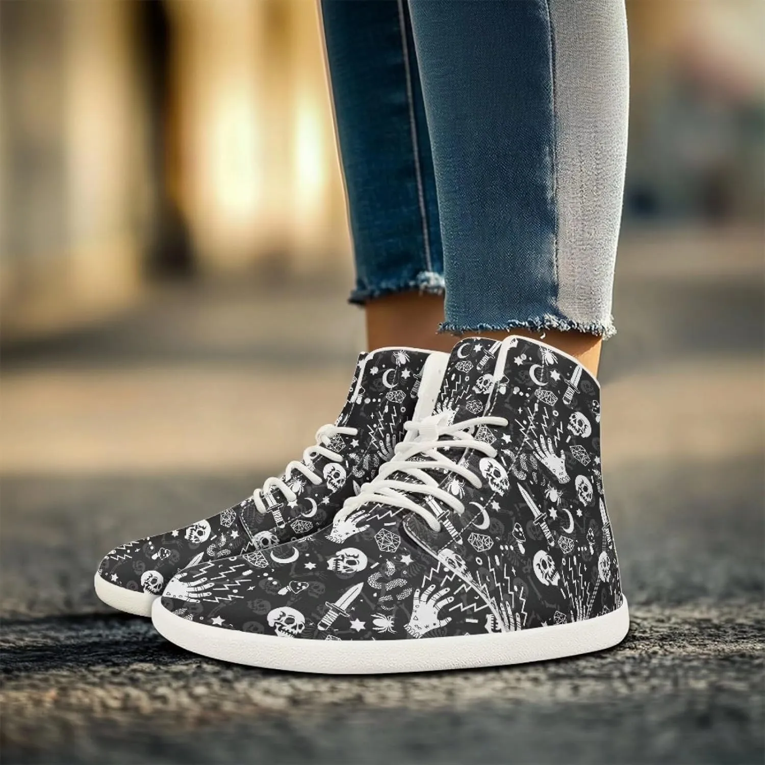 Fire Car Print Hiking Shoes Womens Outdoor Athletic Sports Shoes Walking Shoes Trail Running Shoes White Sole