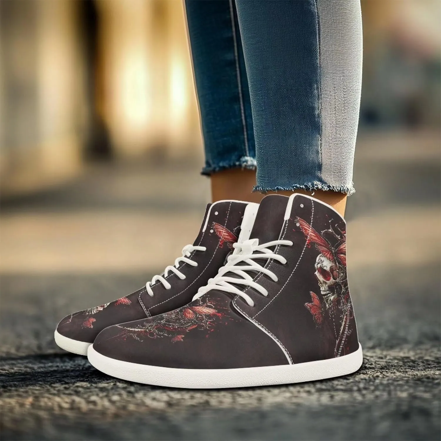 Fire Car Print Hiking Shoes Womens Outdoor Athletic Sports Shoes Walking Shoes Trail Running Shoes White Sole