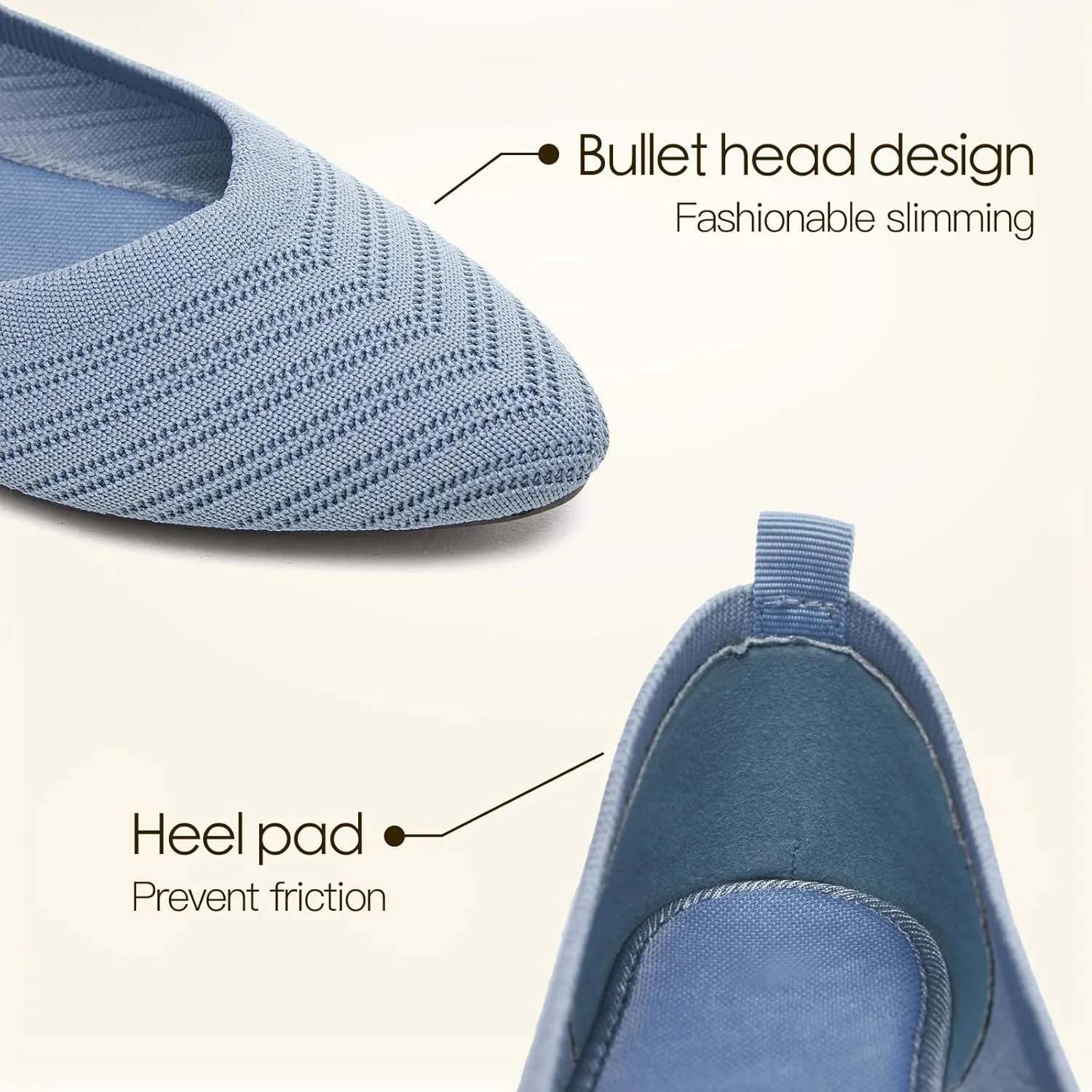 Flats for Women Black Dress Shoes Comfortable Ballet Flats Casual Pointed Foldable Knitted Fashionable Shoes