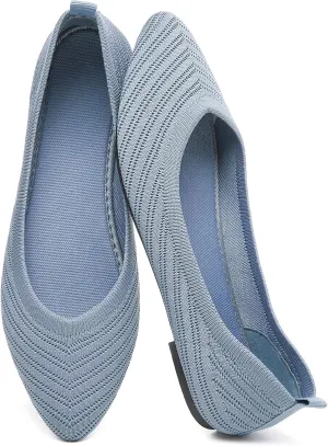 Flats for Women Black Dress Shoes Comfortable Ballet Flats Casual Pointed Foldable Knitted Fashionable Shoes