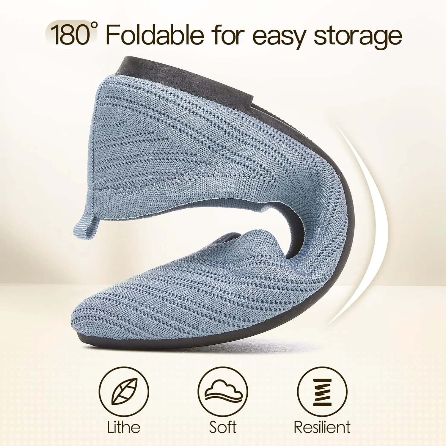 Flats for Women Black Dress Shoes Comfortable Ballet Flats Casual Pointed Foldable Knitted Fashionable Shoes