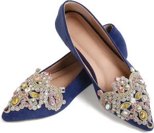 Flats for Women Bling Rhinestone Pointed Flat Shoes Comfort Slip on Low Heel Wedding Dress Shoes Ballet Flat Shoe