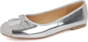 Flats for Women Lambskin Leather Ballet Flats Square Toe Two Tone Bowknot Flats Comfortable Work Dress Shoes