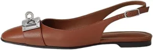 Flats for Women Pointed Toe Slingback Flats Slip On Casual Work Ballet Flats Metal Buckle Flat