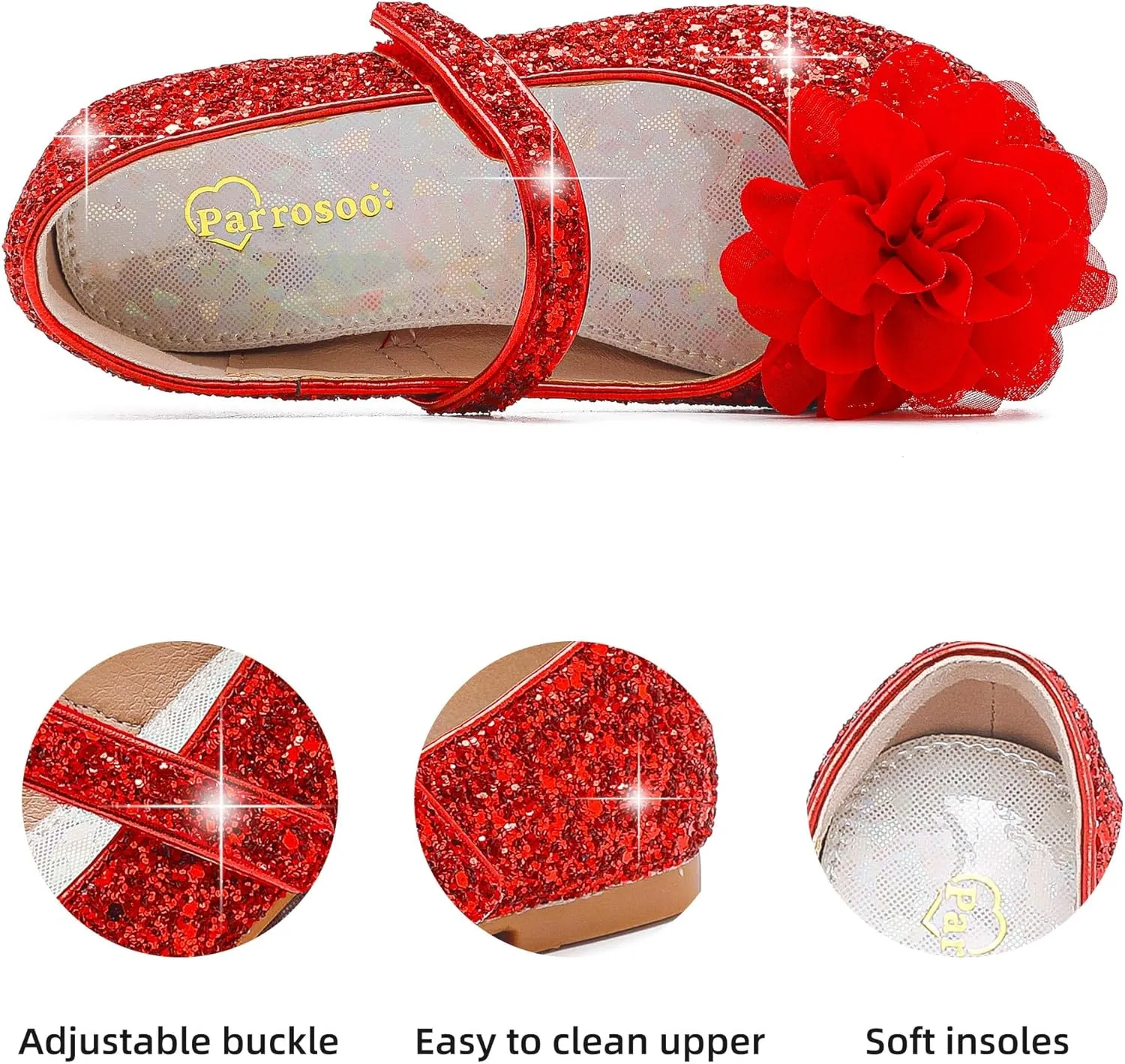 Flower Girl Shoes Dress Shoes Toddler Girls Flats Low Heel Princess Wedding Shoes for Little Big Kids