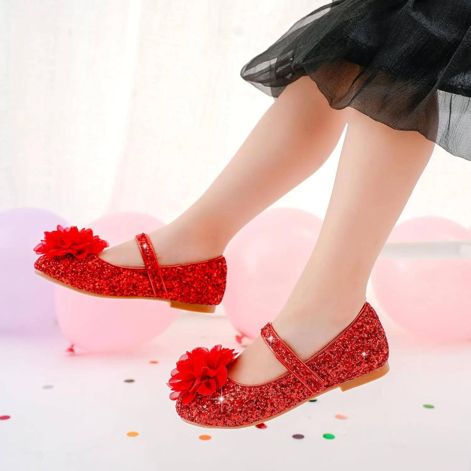 Flower Girl Shoes Dress Shoes Toddler Girls Flats Low Heel Princess Wedding Shoes for Little Big Kids