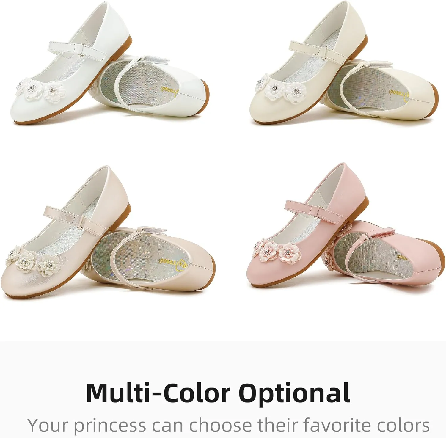 Flower Girl Shoes Dress Shoes Toddler Girls Flats Low Heel Princess Wedding Shoes for Little Big Kids