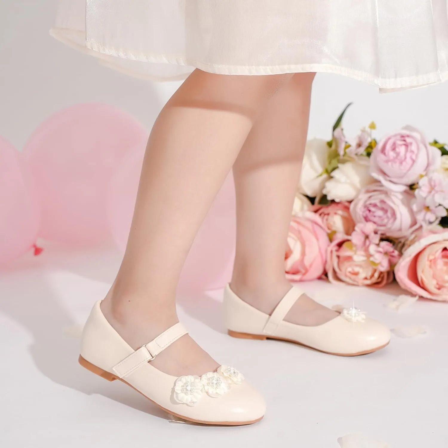 Flower Girl Shoes Dress Shoes Toddler Girls Flats Low Heel Princess Wedding Shoes for Little Big Kids