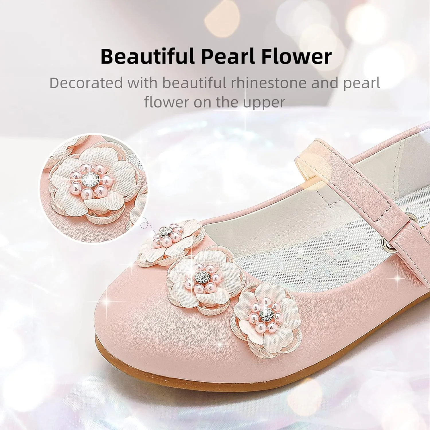 Flower Girl Shoes Dress Shoes Toddler Girls Flats Low Heel Princess Wedding Shoes for Little Big Kids