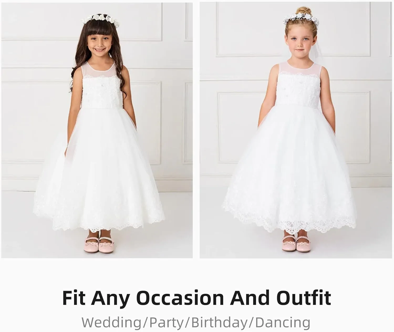 Flower Girl Shoes Dress Shoes Toddler Girls Flats Low Heel Princess Wedding Shoes for Little Big Kids