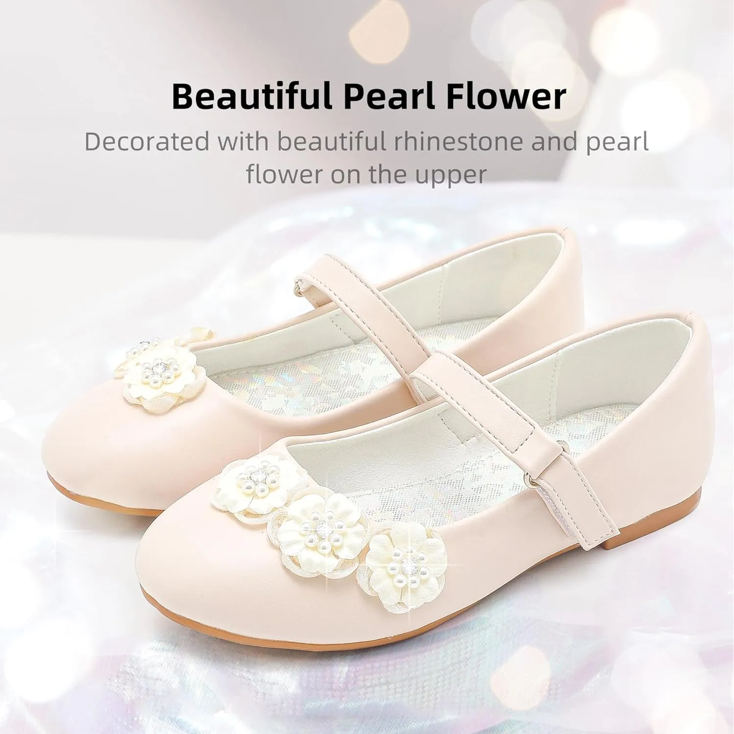 Flower Girl Shoes Dress Shoes Toddler Girls Flats Low Heel Princess Wedding Shoes for Little Big Kids
