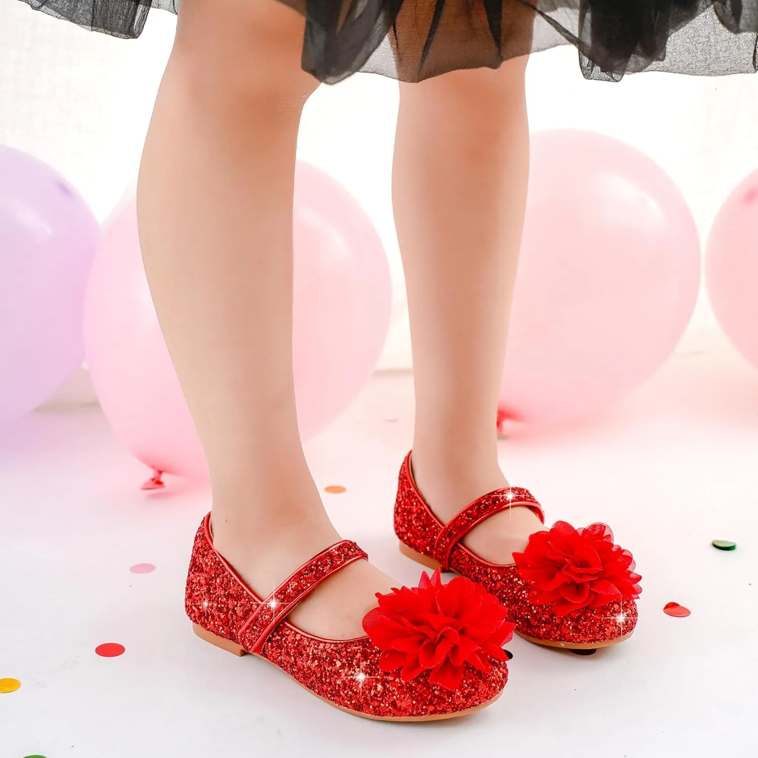 Flower Girl Shoes Dress Shoes Toddler Girls Flats Low Heel Princess Wedding Shoes for Little Big Kids