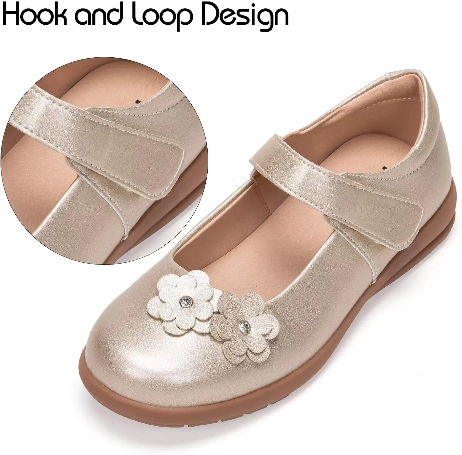 Frank Mully Girls School Shoes Mary Jane Flats Slip-On Uniform Dress Flats for Girl Toddler/Little Kid/Big Kid