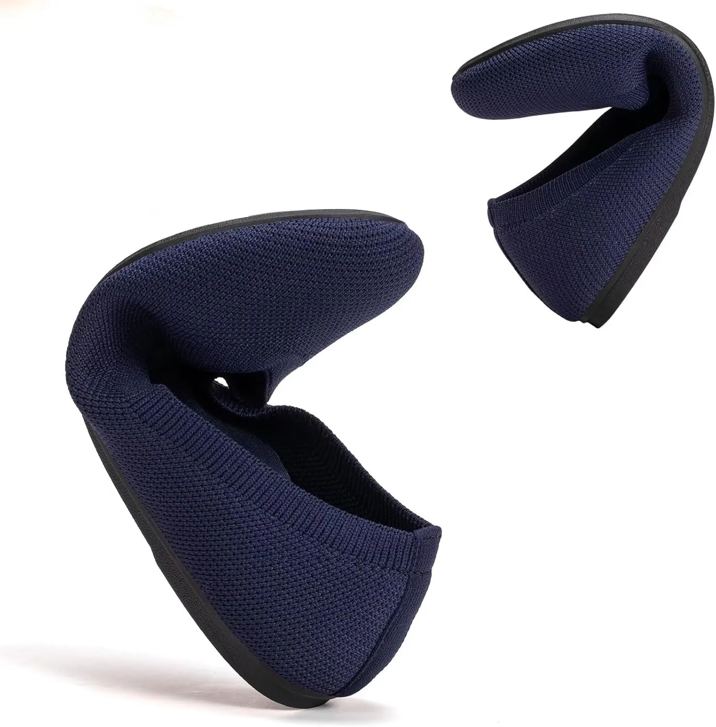 Frank Mully Women's Mary Jane Flats Comfortable Dressy Ballet Flats Casual Round Toe Slip On Washable Knitted Fabric Office Work Woman Shoes