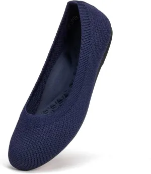 Frank Mully Women's Mary Jane Flats Comfortable Dressy Ballet Flats Casual Round Toe Slip On Washable Knitted Fabric Office Work Woman Shoes