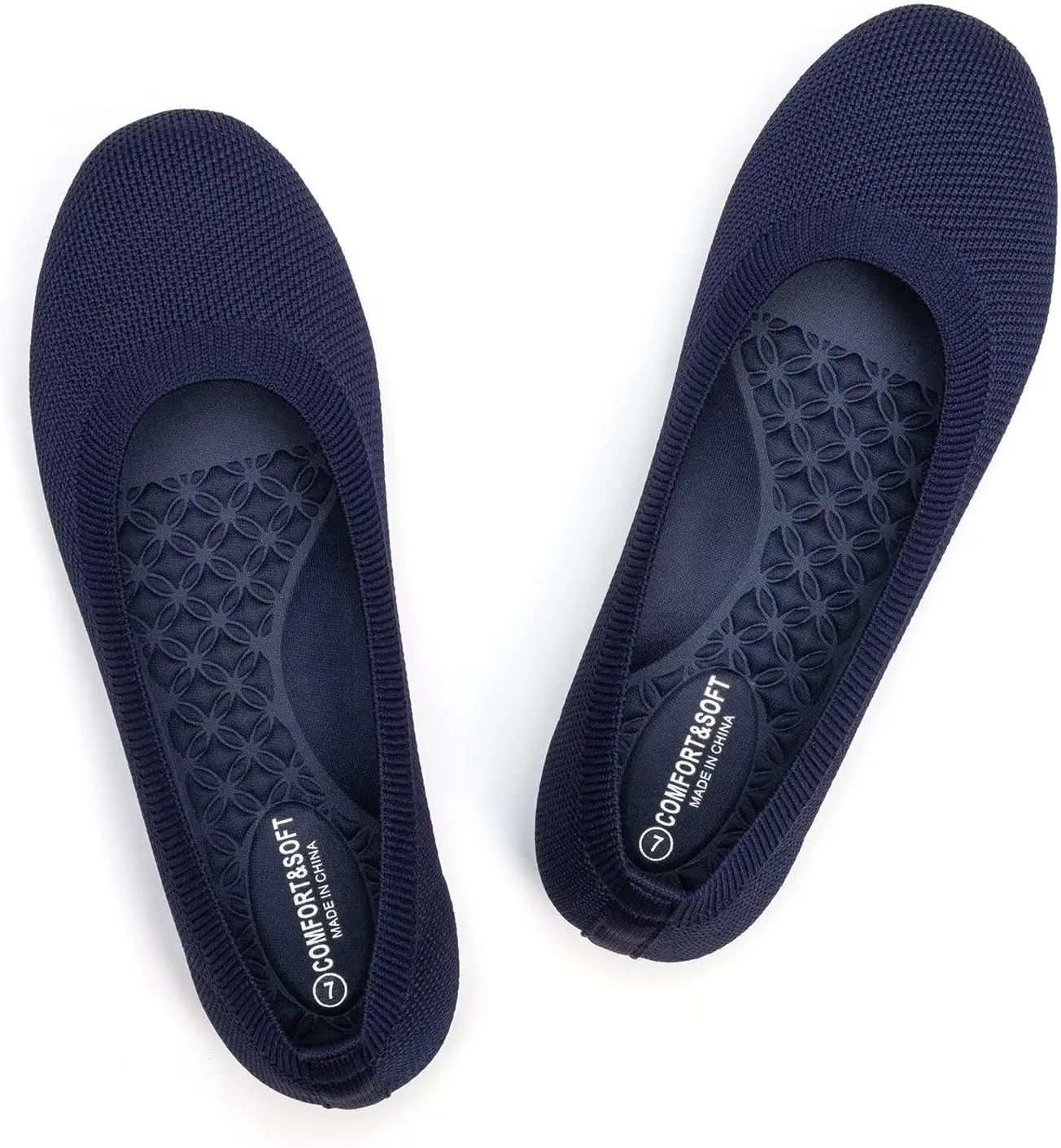 Frank Mully Women's Mary Jane Flats Comfortable Dressy Ballet Flats Casual Round Toe Slip On Washable Knitted Fabric Office Work Woman Shoes