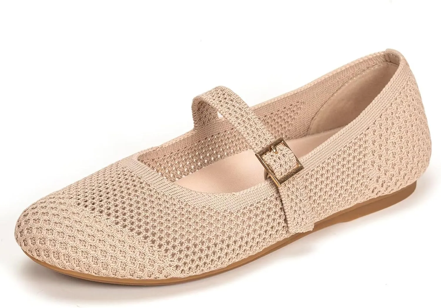 Frank Mully Women's Mary Jane Flats Comfortable Dressy Ballet Flats Casual Round Toe Slip On Washable Knitted Fabric Office Work Woman Shoes