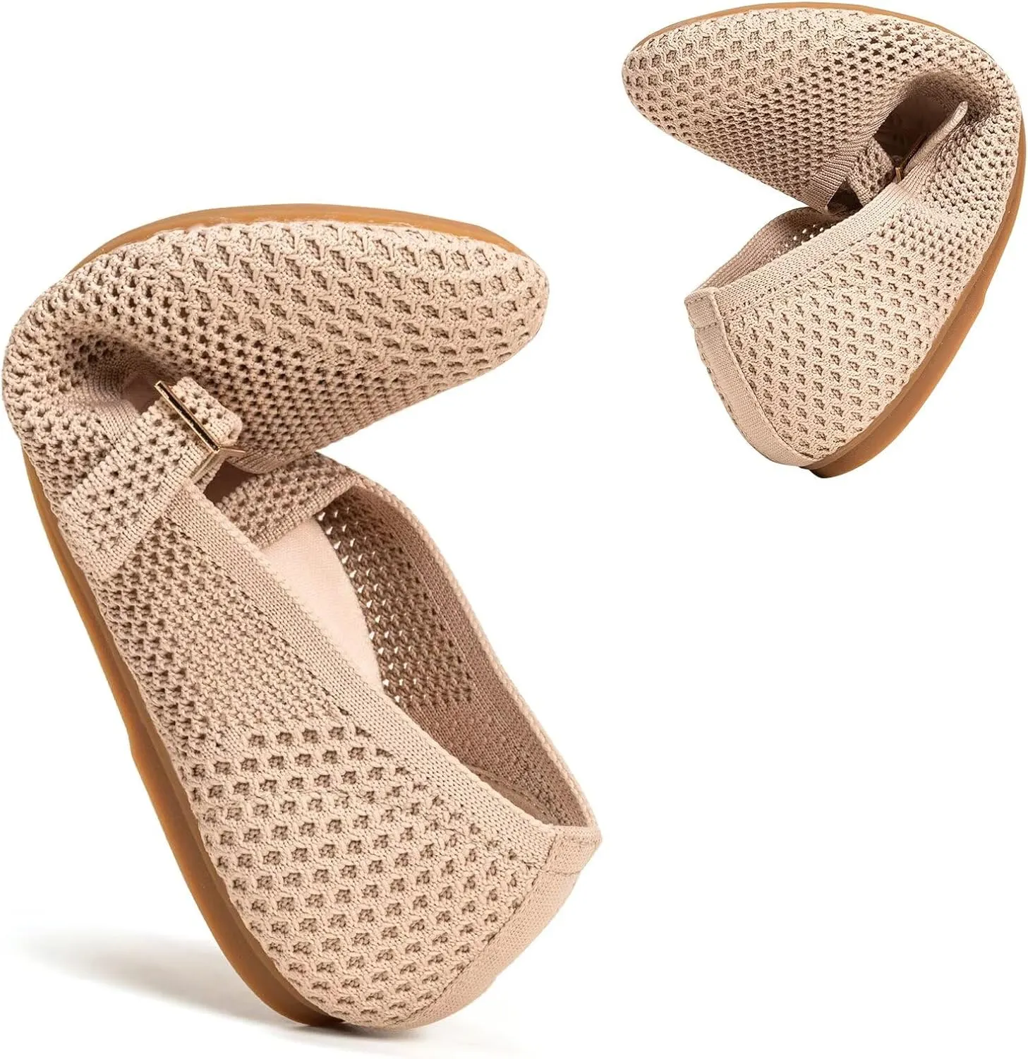 Frank Mully Women's Mary Jane Flats Comfortable Dressy Ballet Flats Casual Round Toe Slip On Washable Knitted Fabric Office Work Woman Shoes