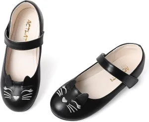 Funny Cat Glitter Princess Ballet Flats for Girls, Mary Jane Shoes Dress Shoes for Girl Back to School Princess Wedding (Toddler/Little Kid/Big Kids)