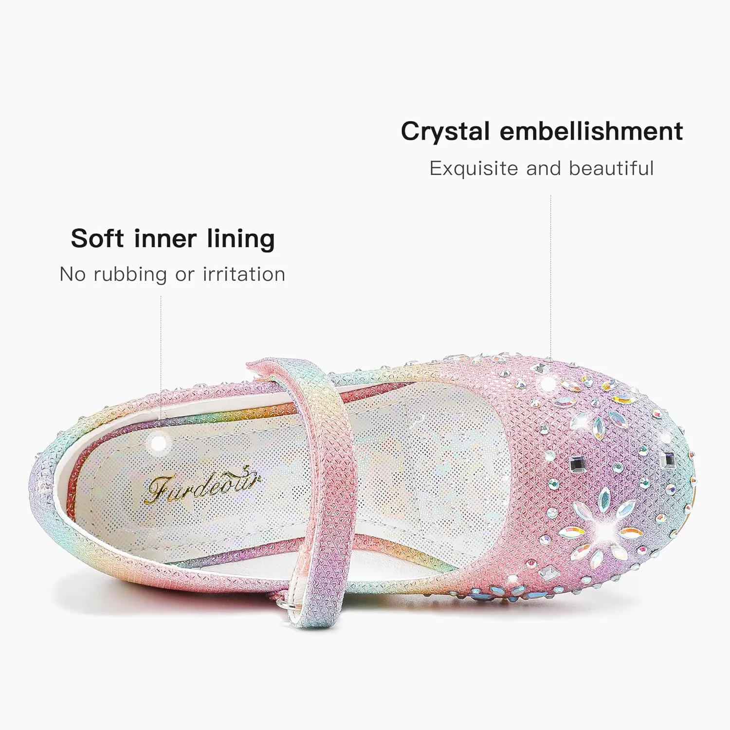 Furdeour Girls Dress Shoes Mary Jane Flower Wedding Party Bridesmaids Shoes Glitter Princess Ballet Flats for Kid Toddler