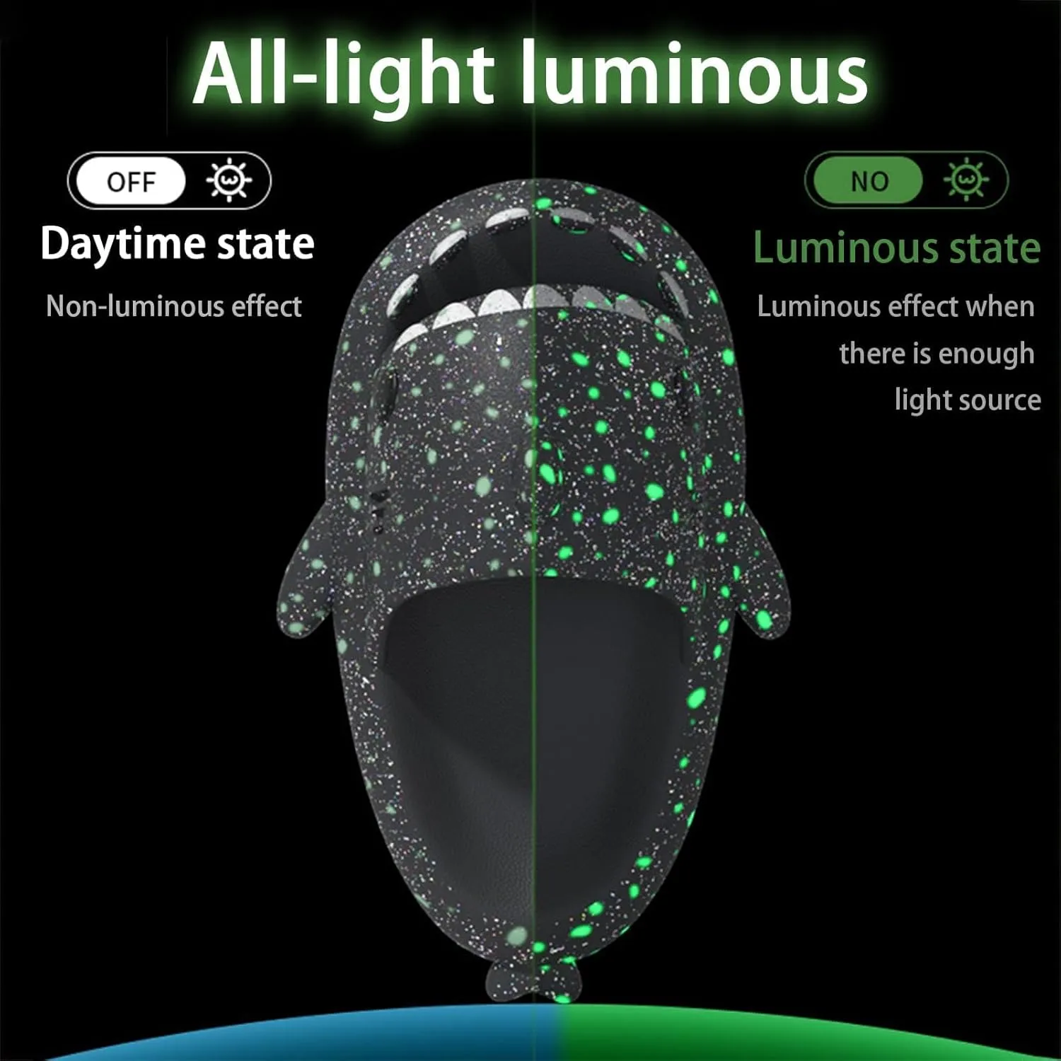 Galaxy Shark Slides Glow in the Dark for Men and Women, Cloud Shark Slides Beach Sandals Luminous Shark Slippers