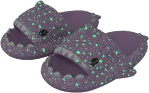 Galaxy Shark Slides Glow in the Dark for Men and Women, Cloud Shark Slides Beach Sandals Luminous Shark Slippers