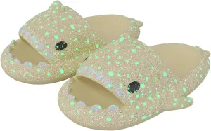 Galaxy Shark Slides Glow in the Dark for Men and Women, Cloud Shark Slides Beach Sandals Luminous Shark Slippers