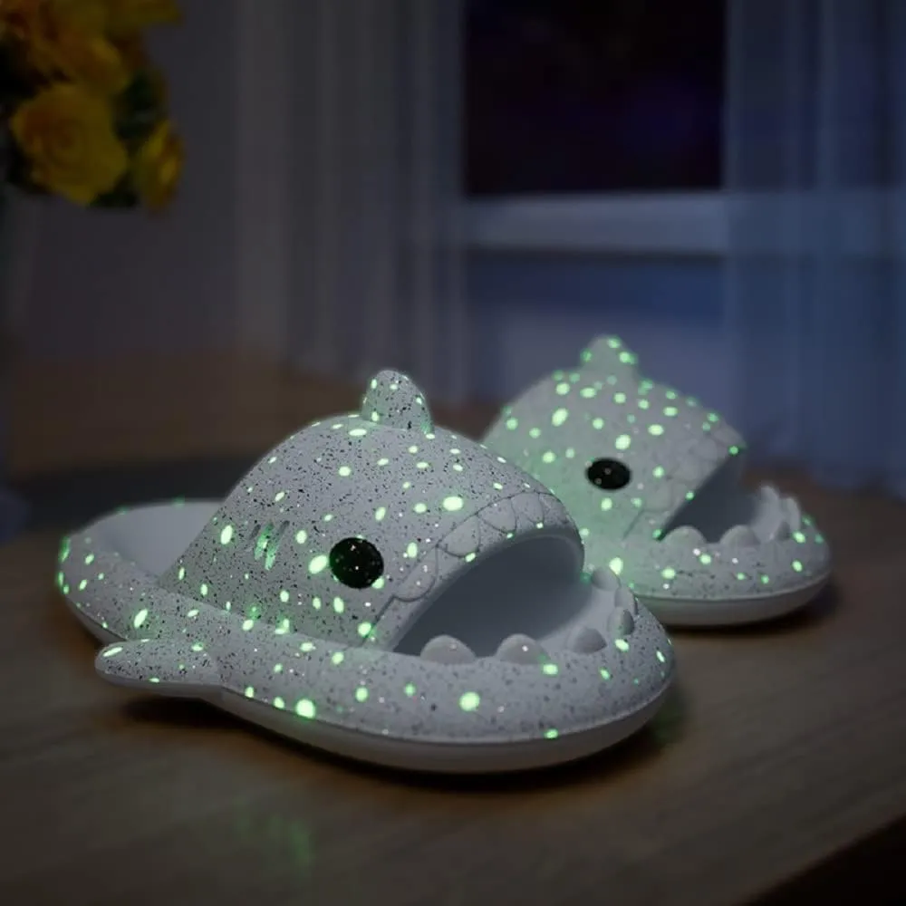 Galaxy Shark Slides Glow in the Dark for Men and Women, Cloud Shark Slides Beach Sandals Luminous Shark Slippers