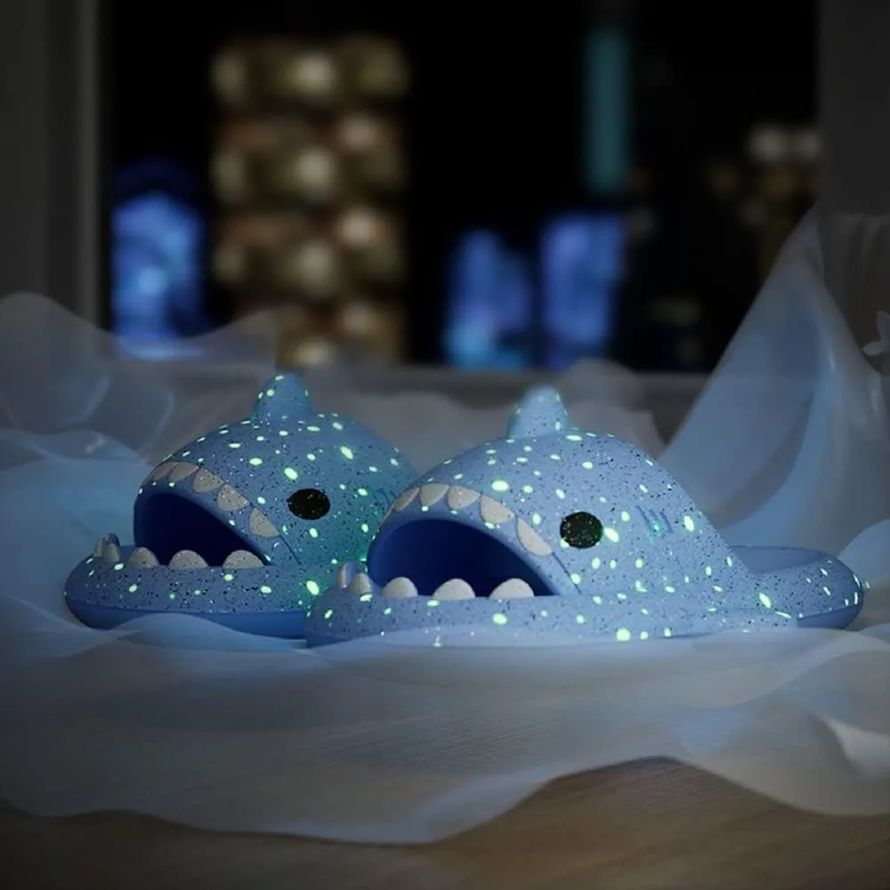 Galaxy Shark Slides Glow in the Dark for Men and Women, Cloud Shark Slides Beach Sandals Luminous Shark Slippers