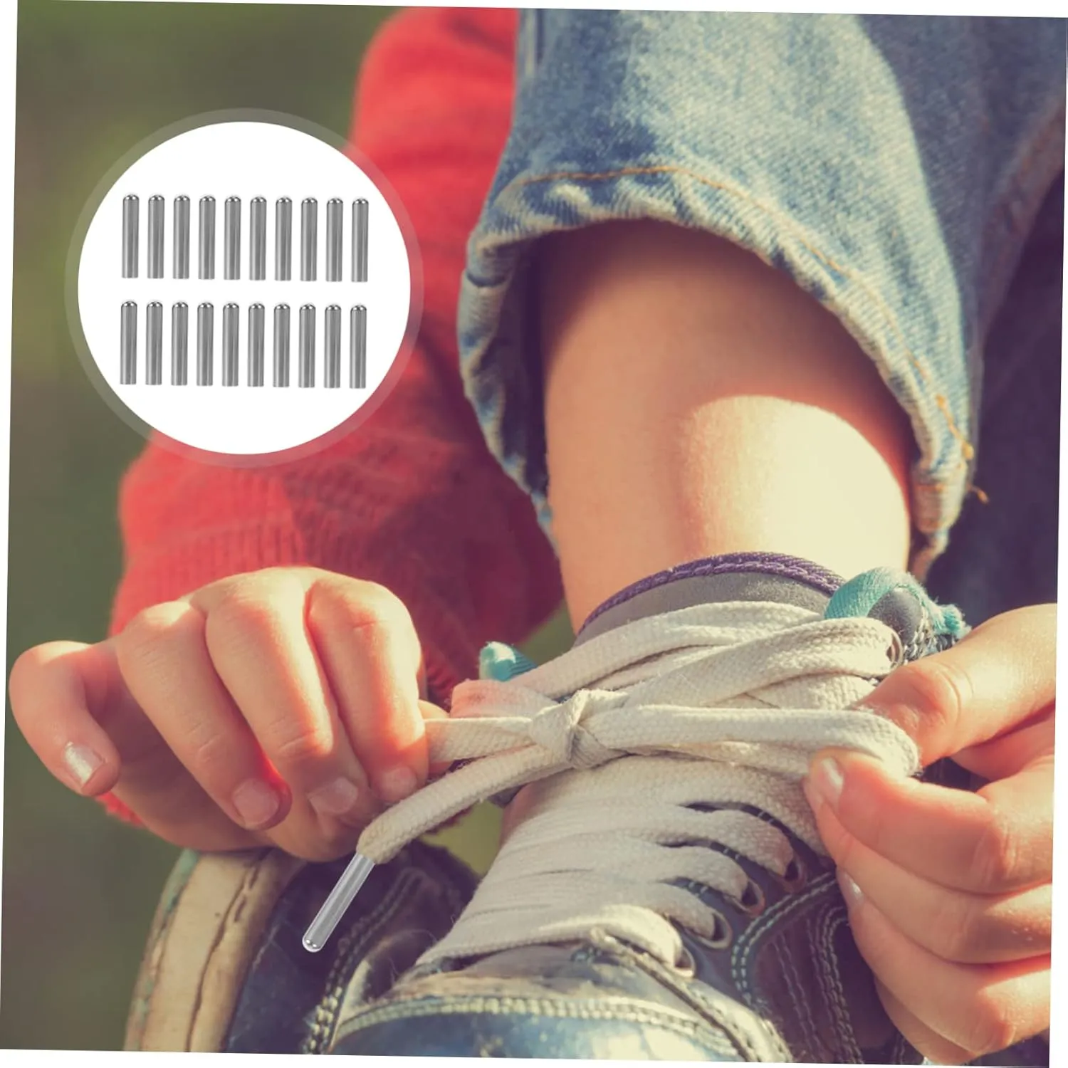 GALPADA 60 Pcs Metal Button Charms for Bubble Slides Shoelace Repair Aglets Gibits Shoelace Replacement Tips