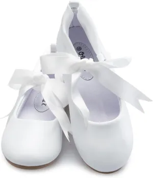 Girls Adorable Ballerina Mary Jane Flats Ribbon Tie Shoes