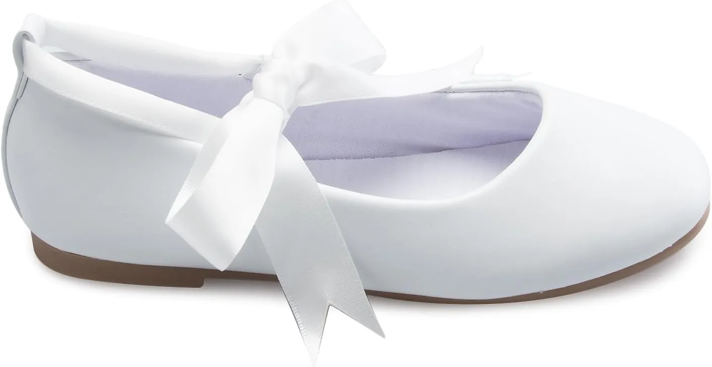 Girls Adorable Ballerina Mary Jane Flats Ribbon Tie Shoes