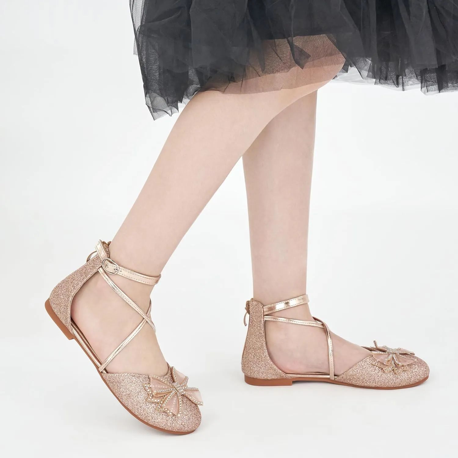 Girls Dress Shoes Flats: Little Kid Princess Wedding Party Ballet Flat - School Shoe for Girl