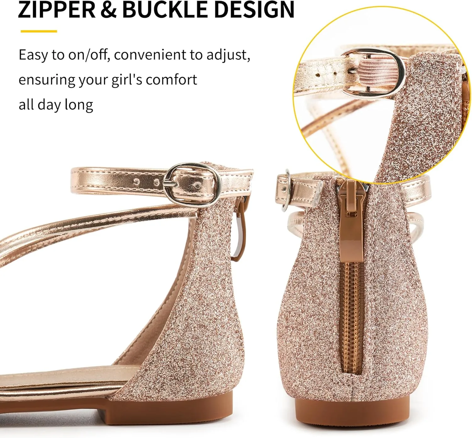 Girls Dress Shoes Flats: Little Kid Princess Wedding Party Ballet Flat - School Shoe for Girl