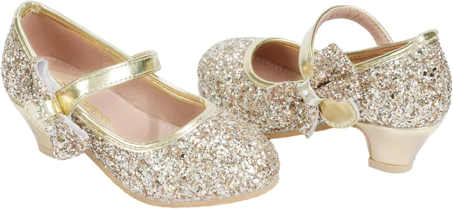 Girls Dress Shoes Low Heel Princess Shoes Wedding Party Mary Jane Flats for Toddler/Little Kids