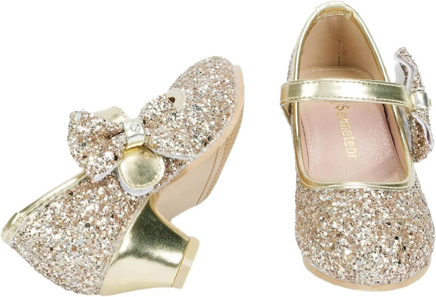 Girls Dress Shoes Low Heel Princess Shoes Wedding Party Mary Jane Flats for Toddler/Little Kids
