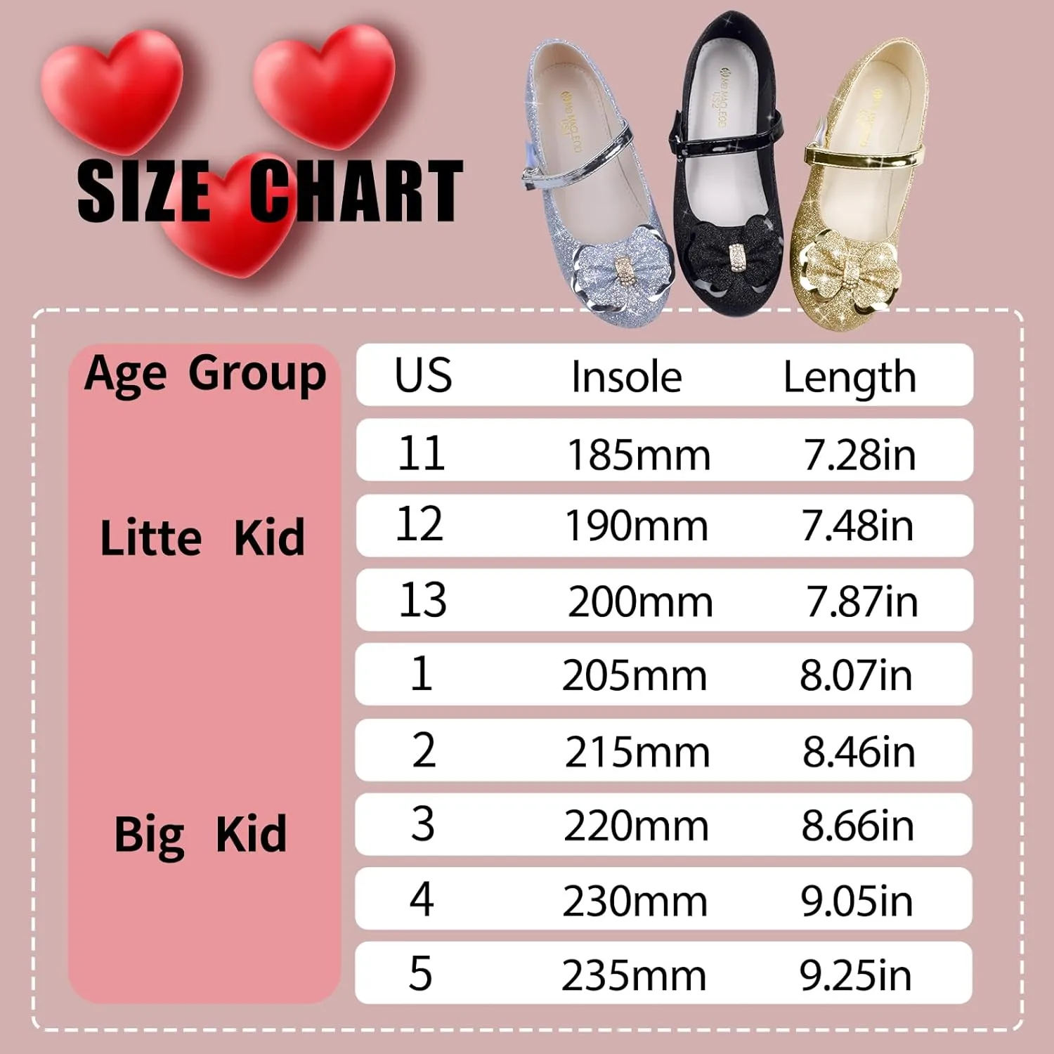 Girls Dress Shoes Mary Jane Shoes Low Heel Ballerina Flats Wedding Party School Shoes for Little/Big Kids