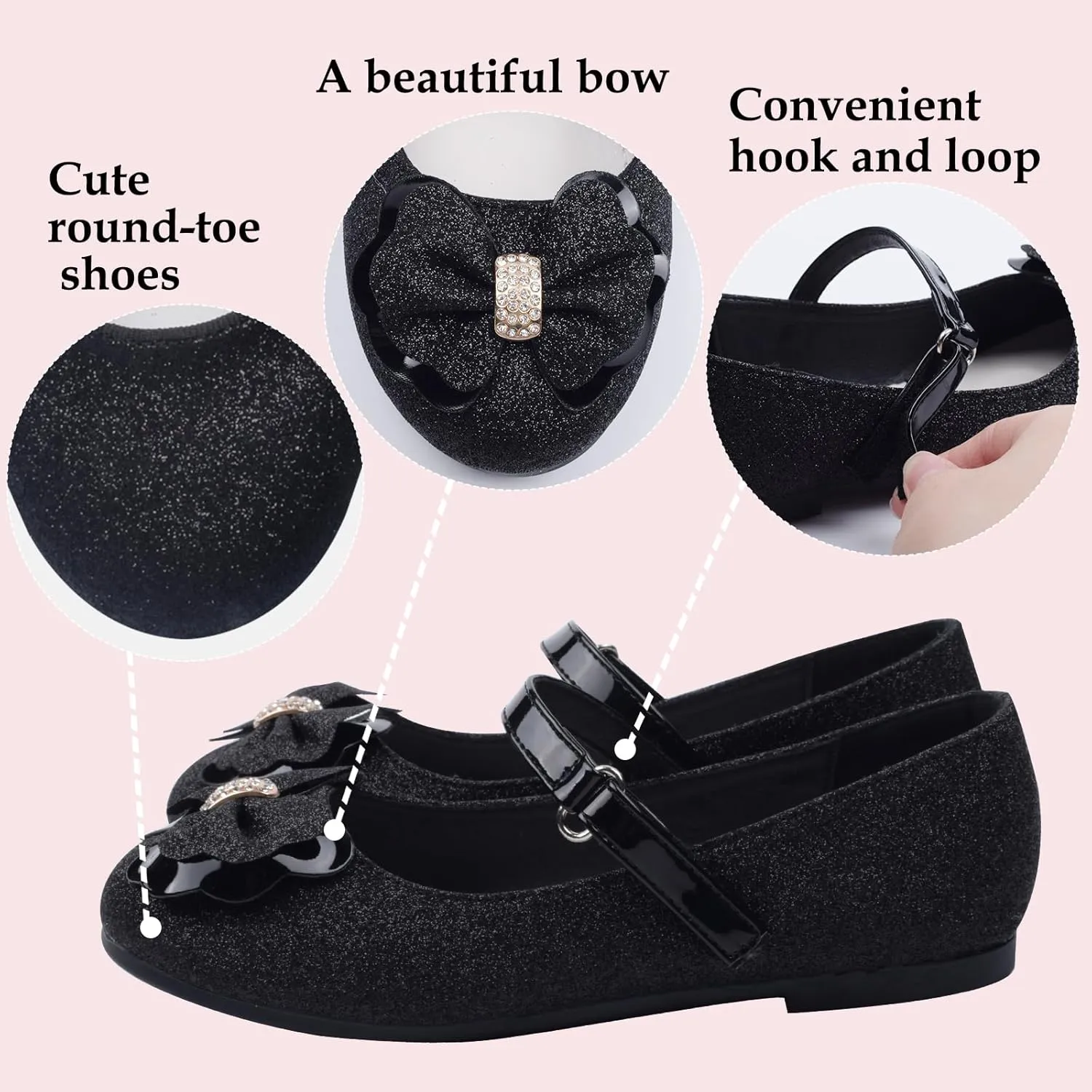 Girls Dress Shoes Mary Jane Shoes Low Heel Ballerina Flats Wedding Party School Shoes for Little/Big Kids