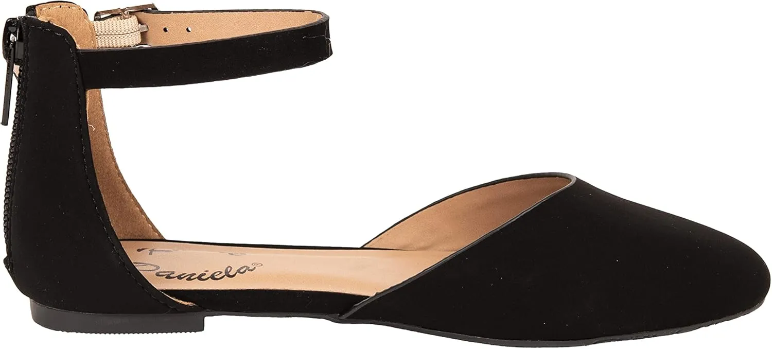Girls Flats Ankle Strap Buckle Ballerina Closed Toe Dress Shoes Nicole-2