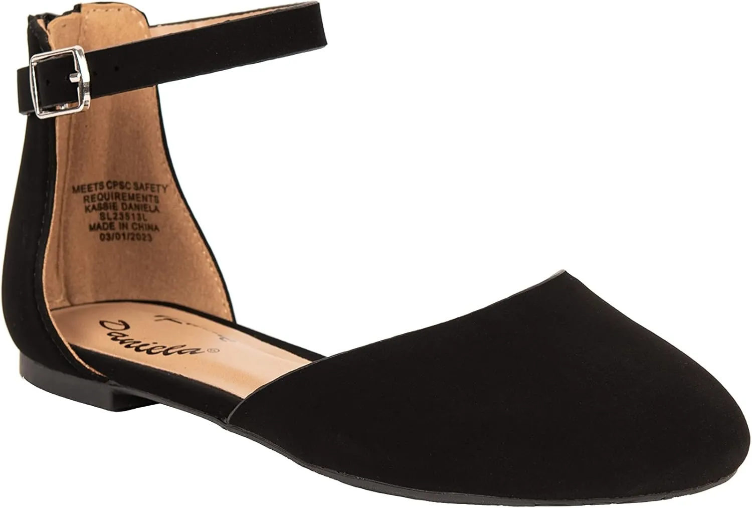 Girls Flats Ankle Strap Buckle Ballerina Closed Toe Dress Shoes Nicole-2