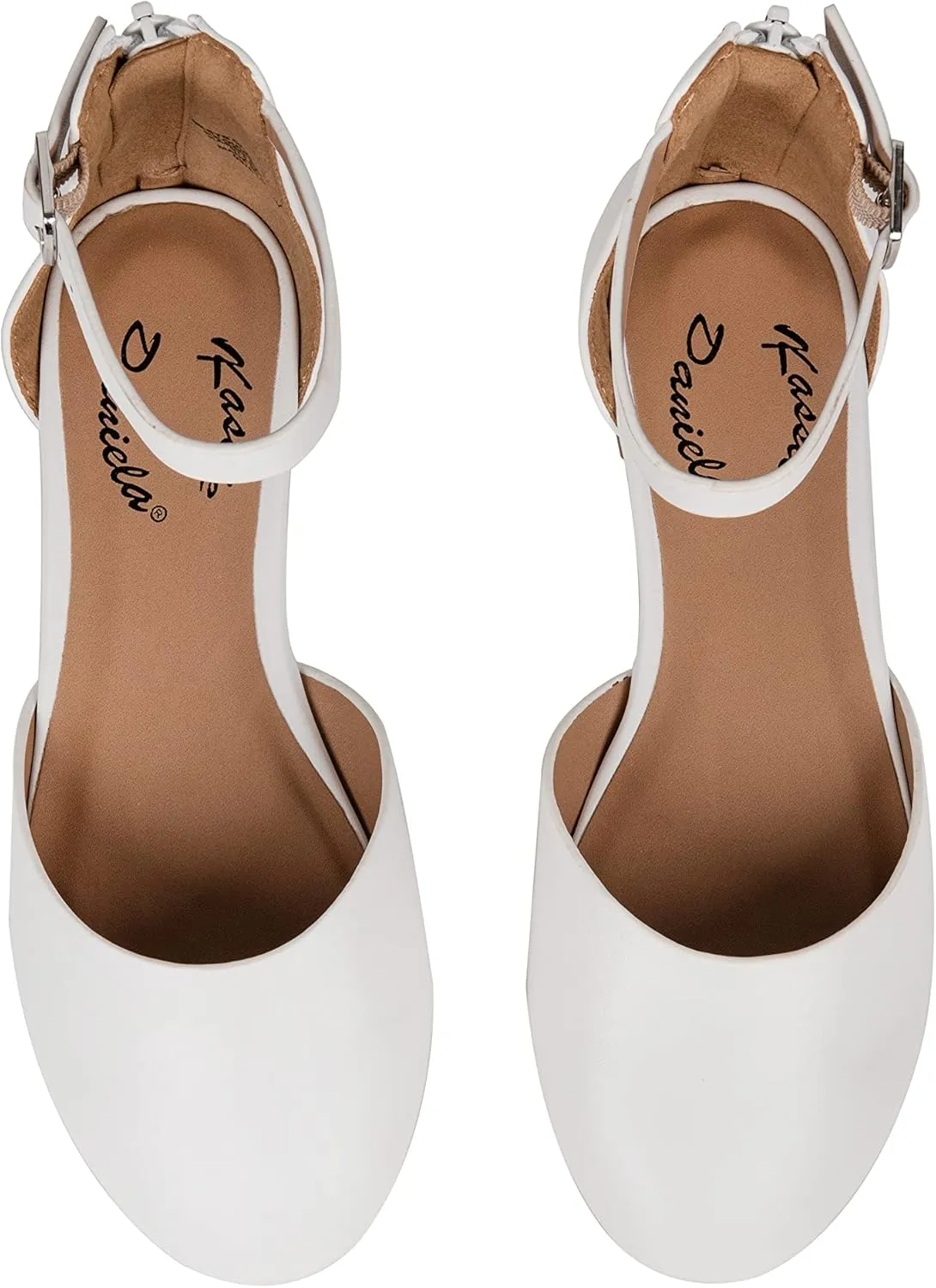 Girls Flats Ankle Strap Buckle Ballerina Closed Toe Dress Shoes Nicole-2