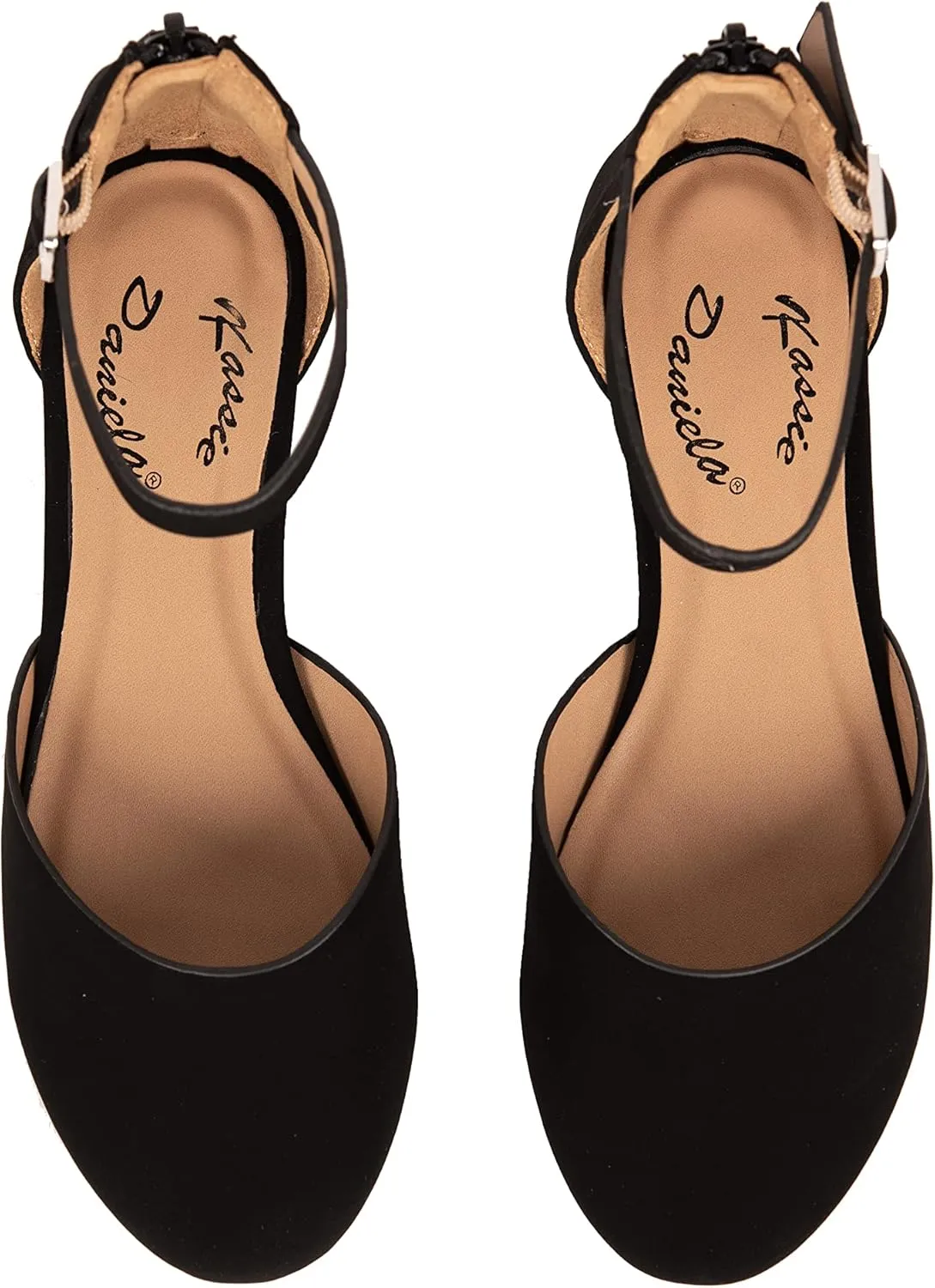 Girls Flats Ankle Strap Buckle Ballerina Closed Toe Dress Shoes Nicole-2