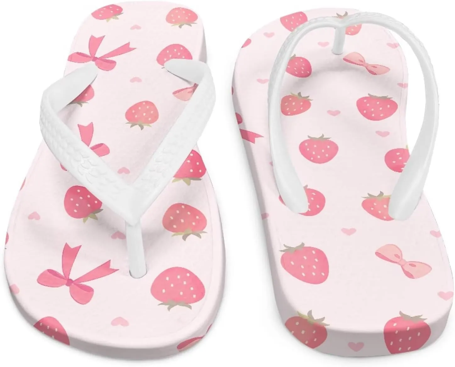 Girl's Flip Flops Kid's Non-Slip Sole Quick Drying Beach Slippers Slide Sandals White Straps