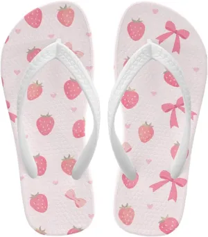 Girl's Flip Flops Kid's Non-Slip Sole Quick Drying Beach Slippers Slide Sandals White Straps