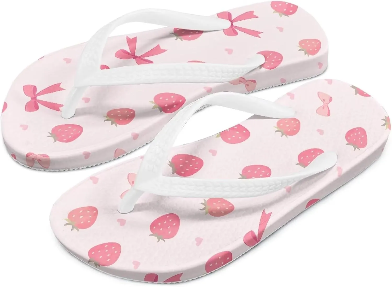Girl's Flip Flops Kid's Non-Slip Sole Quick Drying Beach Slippers Slide Sandals White Straps