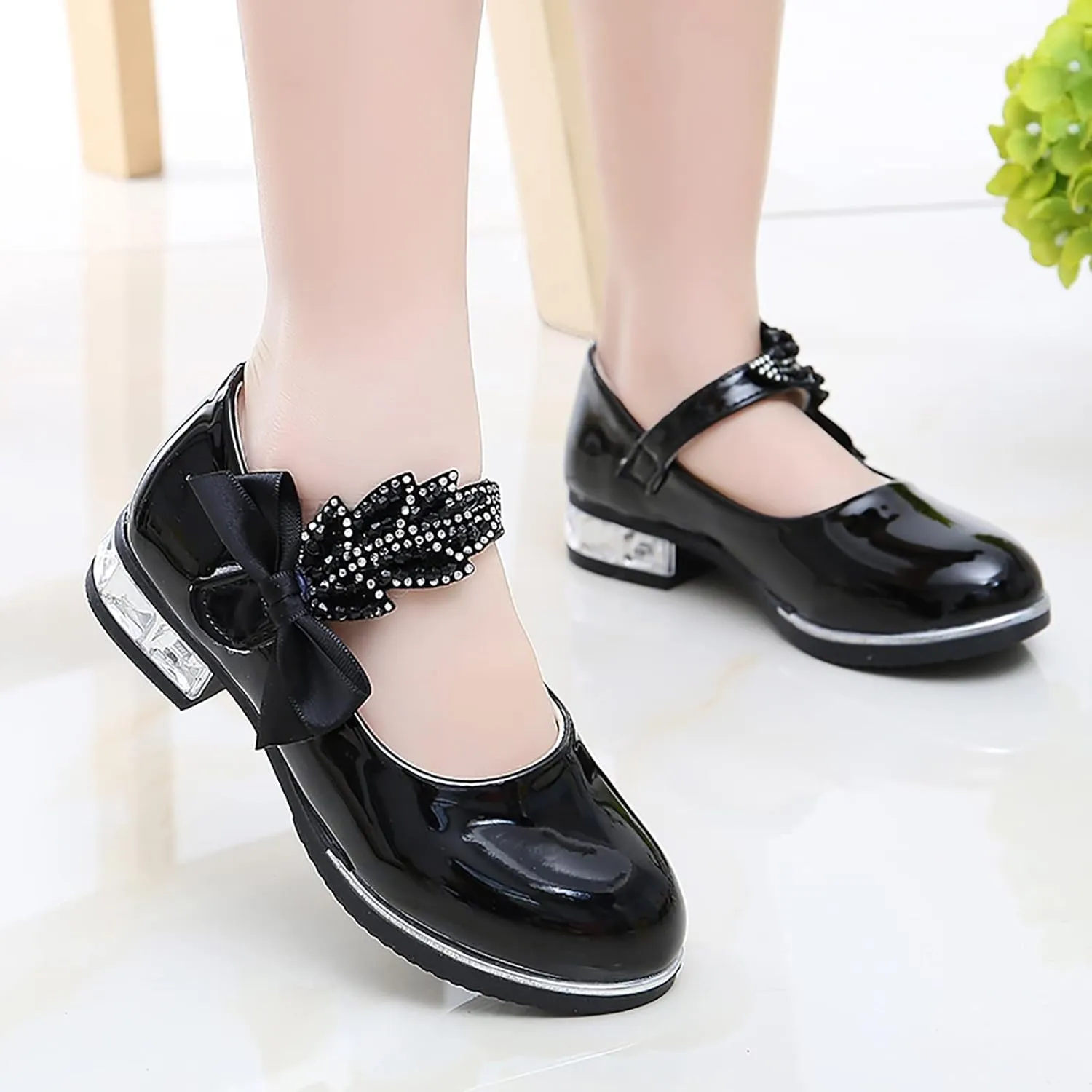 Girls Mary Jane Shoes Dress Shoes Flower Girl School Shoes Pump Patent Leather Shoes Low Heel Flats for Wedding Party
