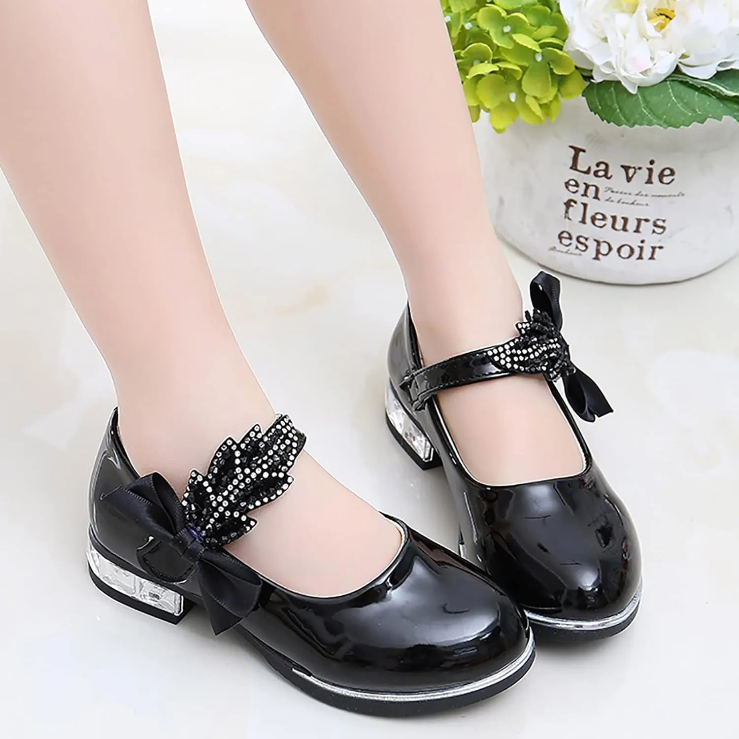 Girls Mary Jane Shoes Dress Shoes Flower Girl School Shoes Pump Patent Leather Shoes Low Heel Flats for Wedding Party